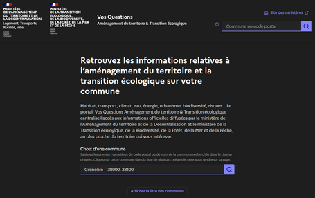 Un nouveau portail sur l'aménagement du territoire et la transition écologique