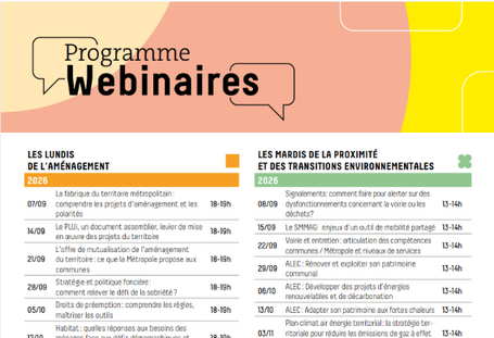 Webinaires métropolitains à l'attention des nouveaux élus