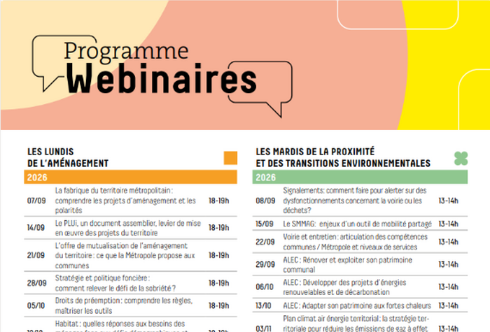 Webinaires métropolitains à l'attention des nouveaux élus