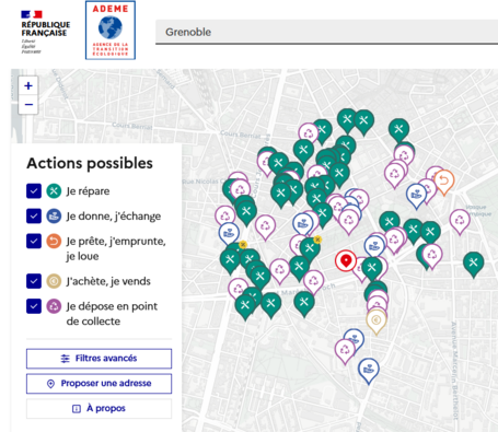 Carte « longue vie aux objets » pour trouver les acteurs du réemploi et de la réparation sur votre territoire.